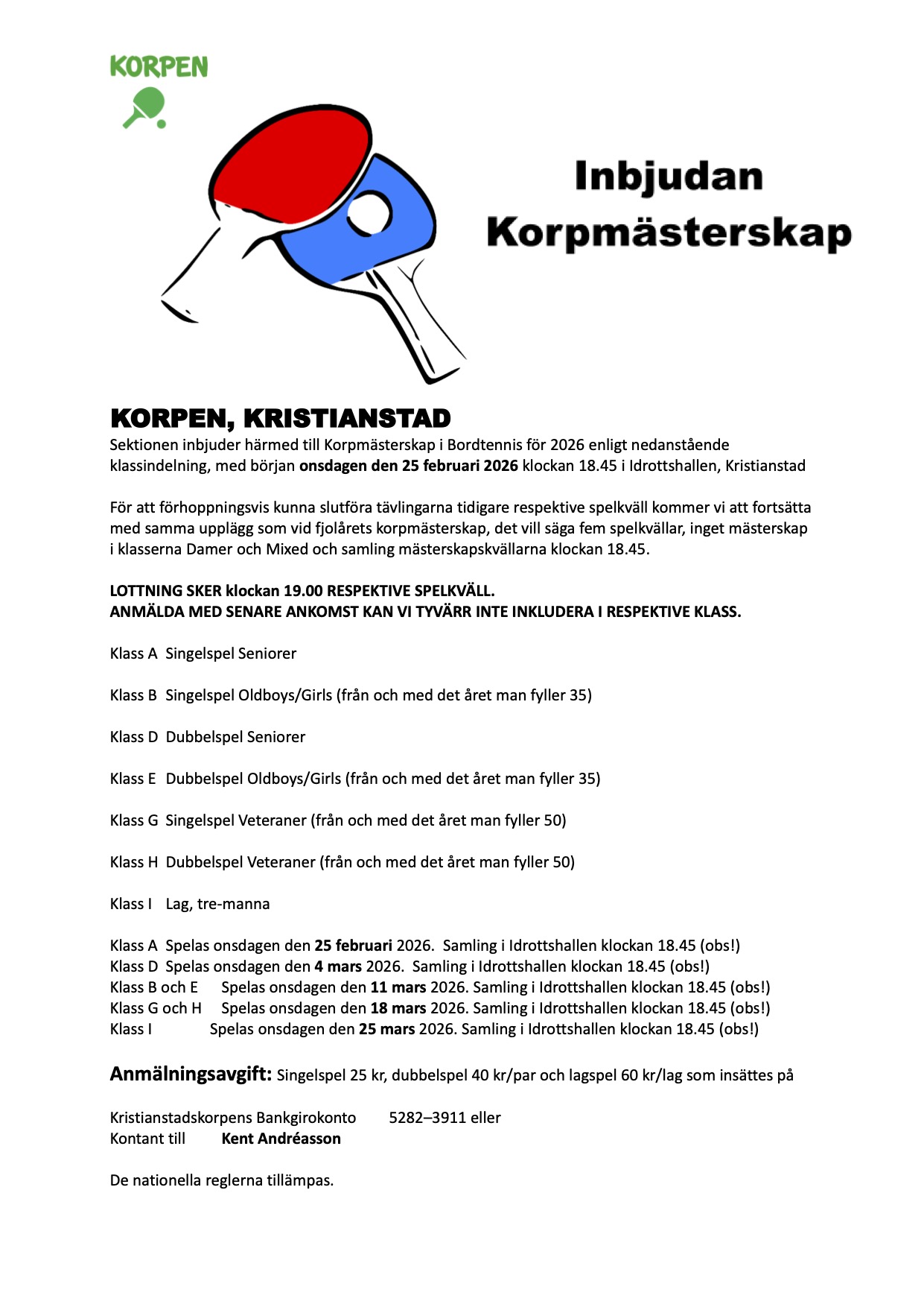 Inbjudan Korpmästerskap 2026